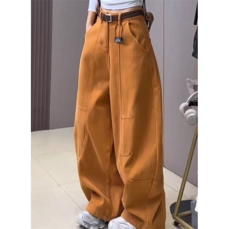 弯刀裤牛仔裤女春秋季新款潮阔腿裤子宽松慵懒风 KG015图片