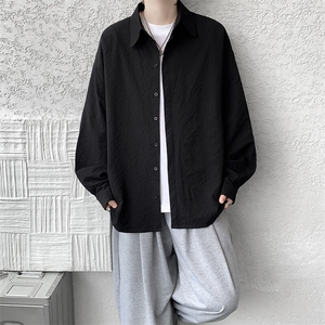 8XL-M泡泡纱盐缩肌理长袖衬衫男夏季冰丝外套防晒衬衣CS29007P40图片