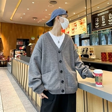 开衫毛衣男秋冬潮流针织衫慵懒风V领宽松毛线衣外套MY38-P52，男装针织衫/毛衣，星座208-5