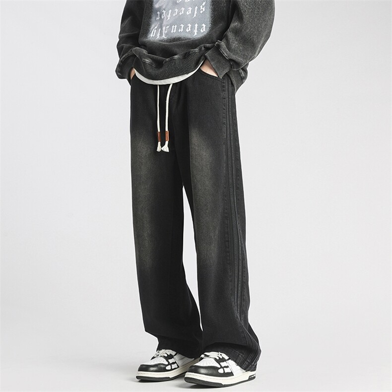 秋冬季美式高街牛仔裤男 潮牌日系宽松休闲裤G908/P55控78图片