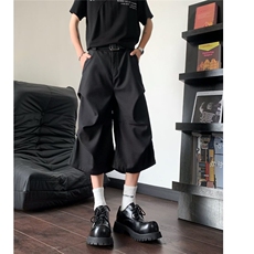 美式褶皱挺阔西装短裤男女宽松阔腿cleanfit七分裤夏K6347-P36，男装牛仔裤，星座412-3
