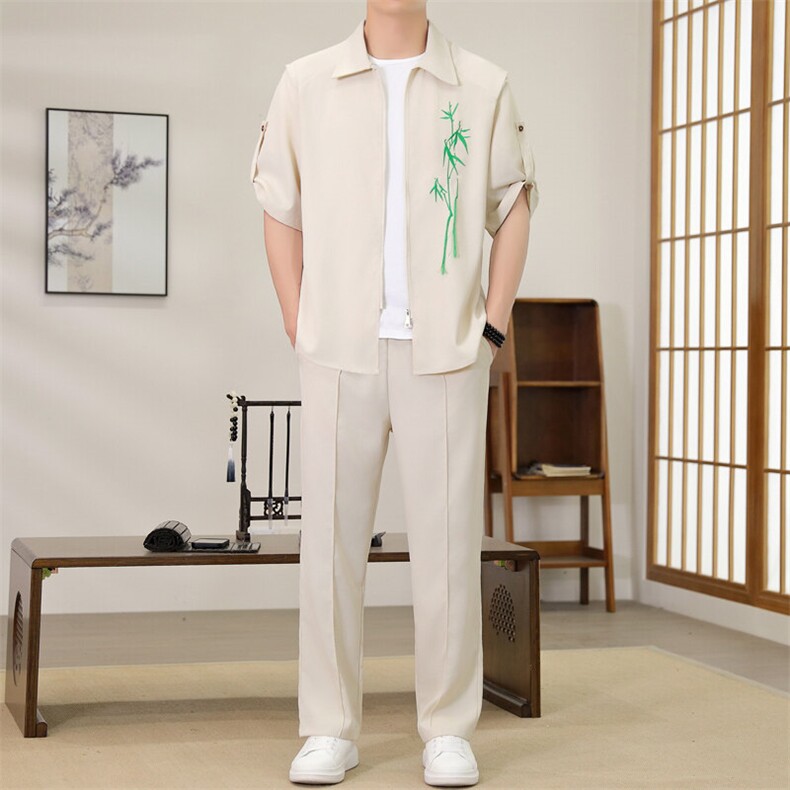 （版权注册仿款必究）夏季新款套装冰丝短袖长裤休闲时尚两件套，男装休闲套装，星座1206（原A206）