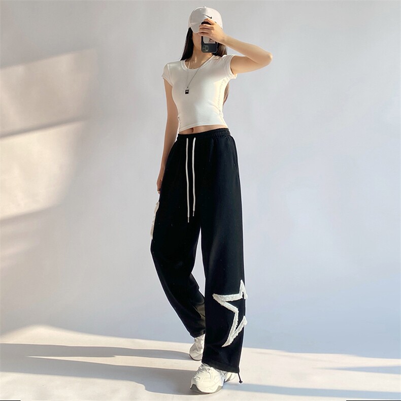 2024秋季新款女模INS风大码印花束脚休闲裤M-5XHK22062-P75,男装休闲裤,电商A022