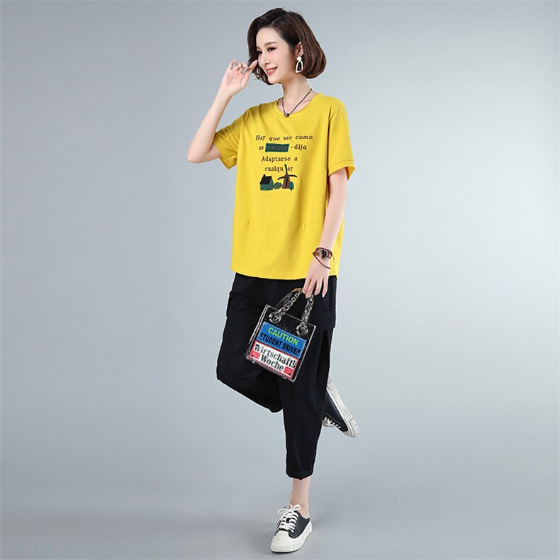 时尚刺绣宽松上衣套装裤舒适百搭显瘦两件套,女装套装/套裙,依恋蒂丝