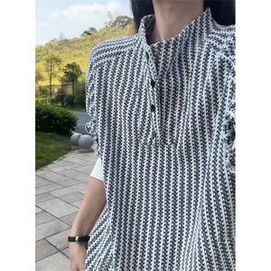 鱼骨纹美式亨利领卫衣男款秋冬重磅长袖内搭打底衫25XW99661特P40图片