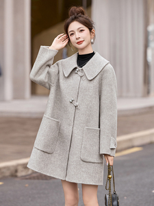 高级感牛角扣双面羊绒大衣女2025冬季新款气质时尚减龄羊毛呢外套图片