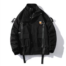 7XL-M大码立领夹克外套男2023秋季新款个性织带休闲宽松上衣控98，男装夹克，钱塘717(原712)
