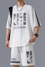 2025夏季新款无影墙大码冰丝印花短袖套装M-5XHQ25585-P60，男装休闲套装，电商A022