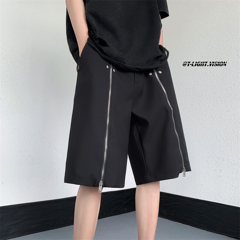 B221美式高街暗黑小众高品质西裤个性拉链短裤LK23091-P60控78,男装休闲裤,电商B221