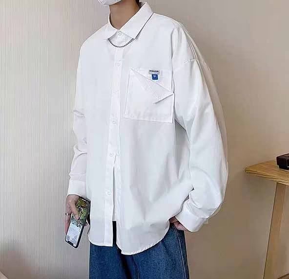 长袖衬衫男港风日系秋季韩版潮流帅气衬衣C2204P33,男装衬衫,星座1116-2