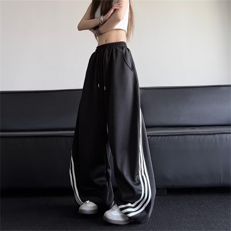 2025冬季抽绳宽松男女运动弯刀长裤男潮牌卫裤阔腿K6169-P38，男装休闲裤，星座412-3