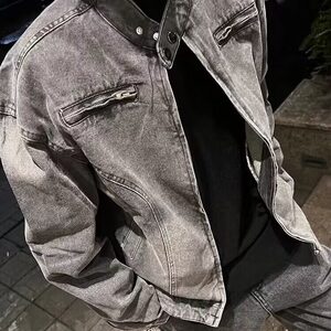 DY2312-P80美式垫肩牛仔外套男水洗夹克高级感痞帅上衣-网图大货图片