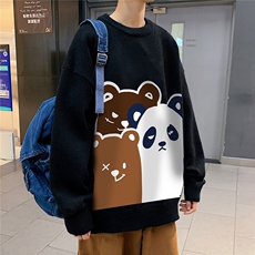 1港风新款宽松休闲中性情侣潮流印花毛衣男外套7775P55加绒P70，男装针织衫/毛衣，星座226-2