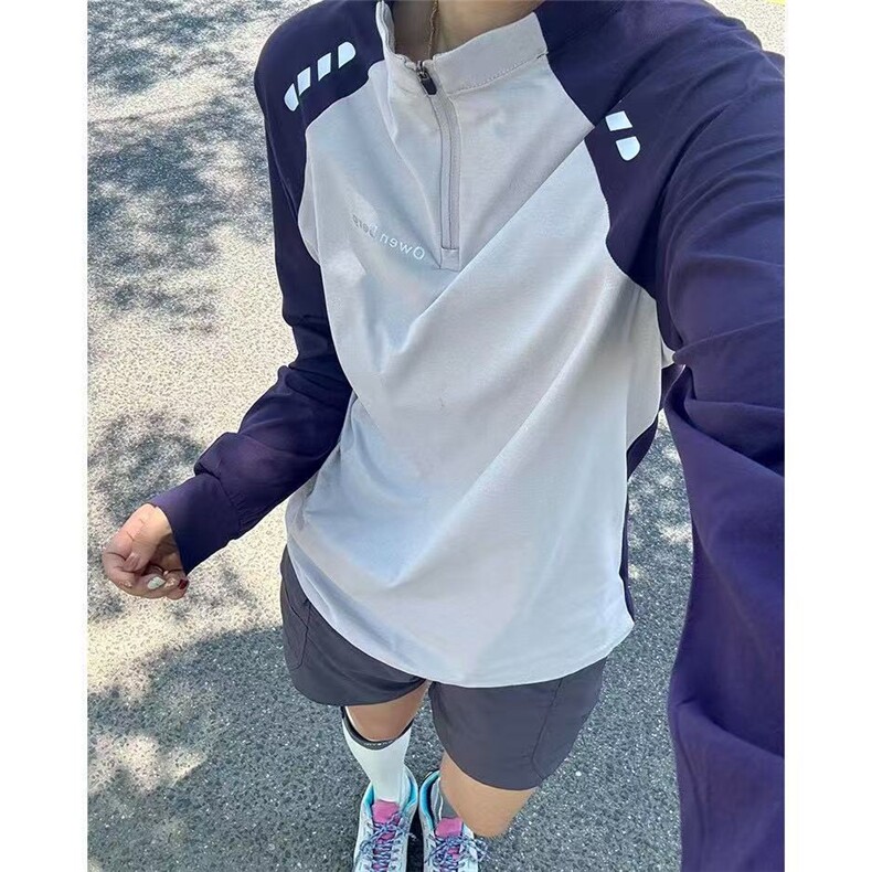 户外美学！春夏男女款吸汗透气运动健身跑步长袖TJSS12P35,男装T恤,电商D256A(原A064A)