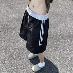 短裤男夏季宽松阔腿裤侧条纹五分裤直筒休闲裤子 DK9050图片