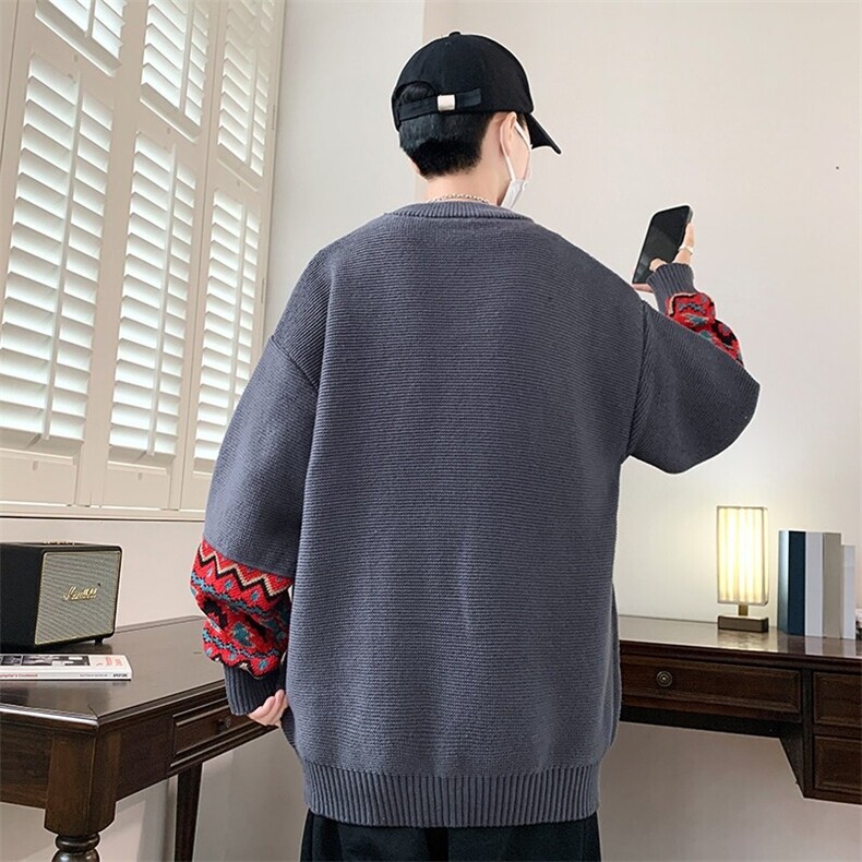 83486-P60秋冬新款休闲毛衣男长袖针织衫港风宽松毛衣打底衫,男装针织衫/毛衣,电商D310B