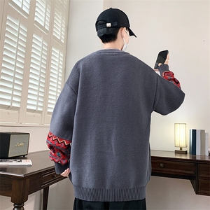 83486-P60 秋冬新款休闲毛衣男长袖针织衫 港风宽松毛衣打底衫图片