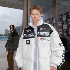 新款美式PU皮棉衣冬季加厚棉服潮牌机车外套ins男M6615-P128控168，男装棉衣，星座307A