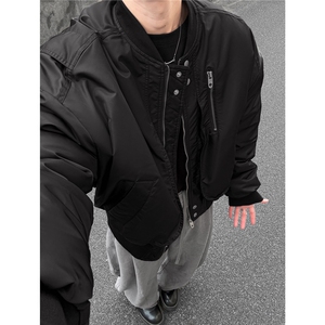 美式bomber飞行员夹克棉服男冬季短款棉衣外套cleanfit夹棉棒球服图片