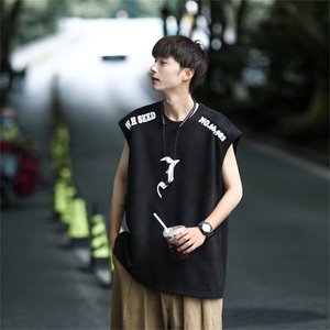 麂皮绒背心坎肩男T恤美式港风潮JB2330-P30控48图片