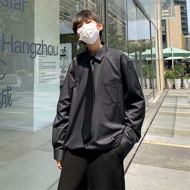 跑量2025秋新款文艺ins简约新款时尚长袖衬衫CC2203P25,男装衬衫,星座1108