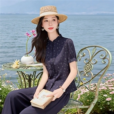 碎花小立领收腰小衫配阔腿裤时尚清新田园风两件套，女装套装/套裙，水衣源