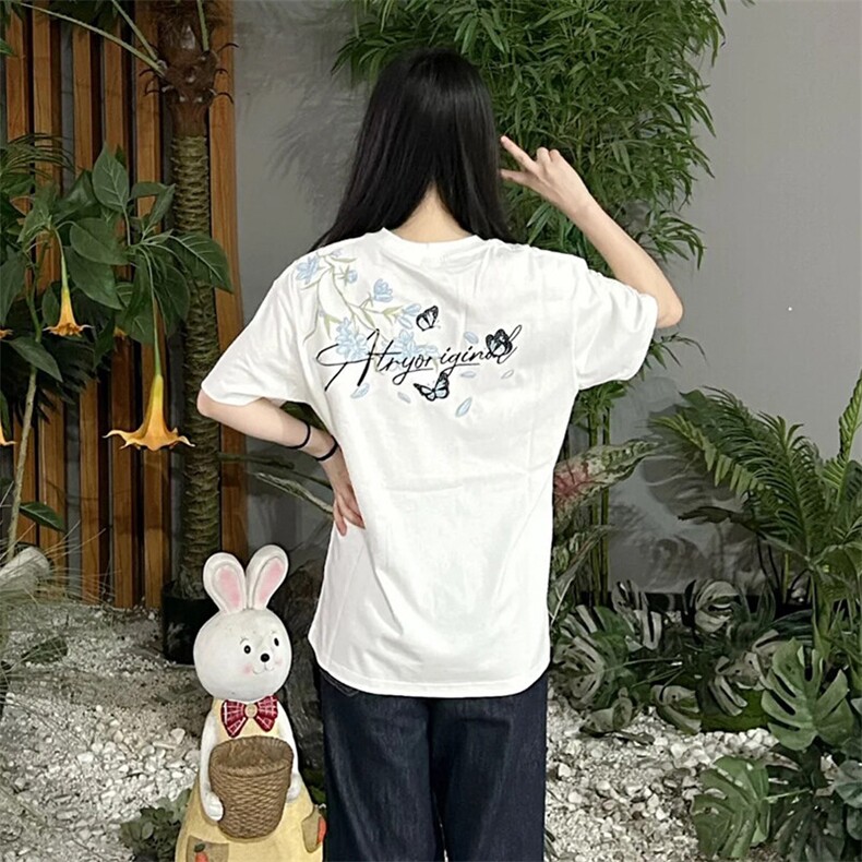 万针全刺绣解构设计260克重磅双纱纯棉高品质美式高街短袖T恤特35,男装T恤,电商A486