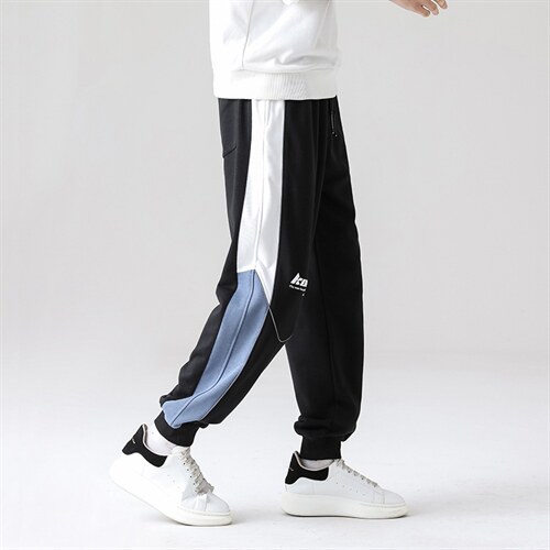7XL-M休闲运动卫裤男2023春季新款拼色长裤休闲裤学生加肥加大码图片