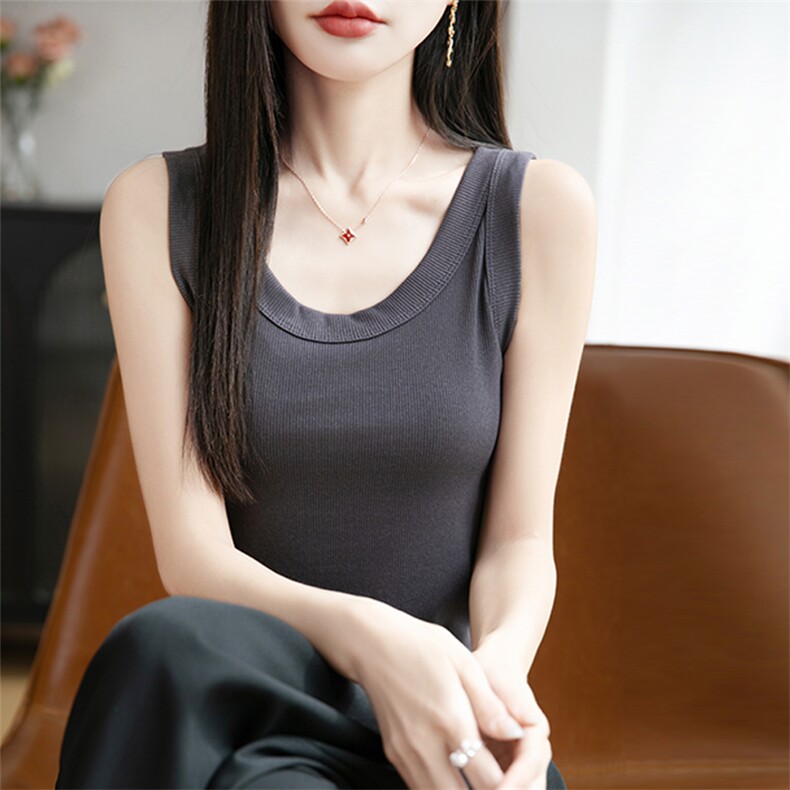 纯色显瘦无袖上衣背心U领弹力打底针织吊带百搭搭内穿外搭夏季,女装背心吊带,思牵羊绒