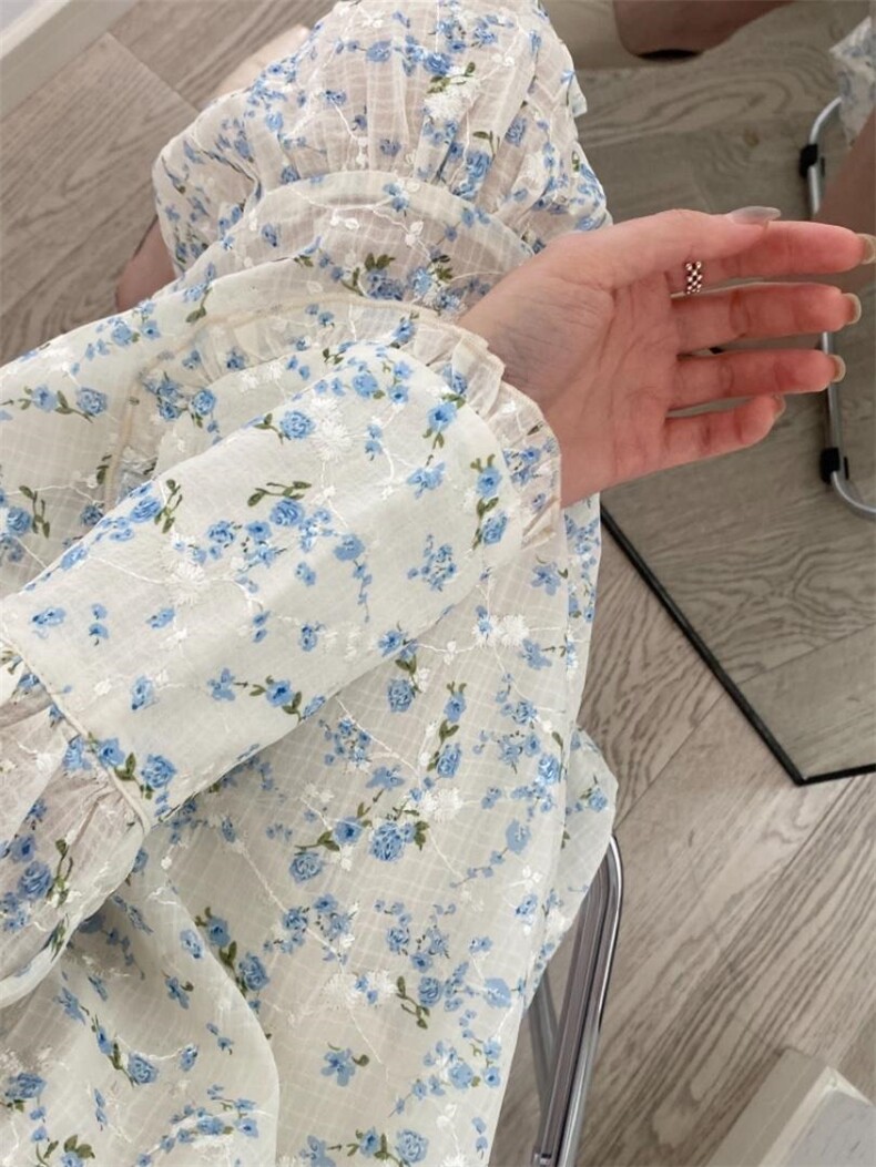 春季新款法式刺绣印花连衣裙,女装连衣裙,WW9