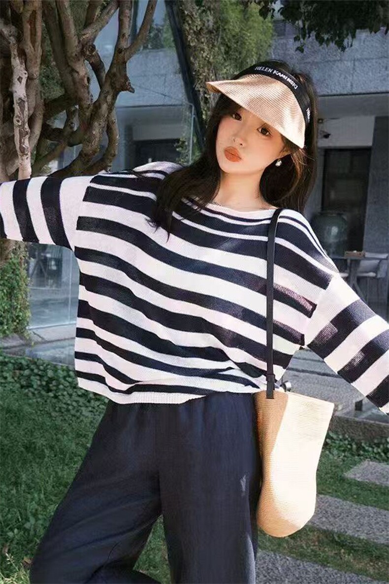 夏季新款防晒时尚百搭长袖套头上衣,女装衬衫,锦弘羊绒