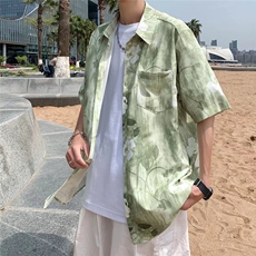 扎染衬衫男生短袖港风ins痞帅宽松情侣个性衬衣S31P30，男装衬衫，星座1116-2