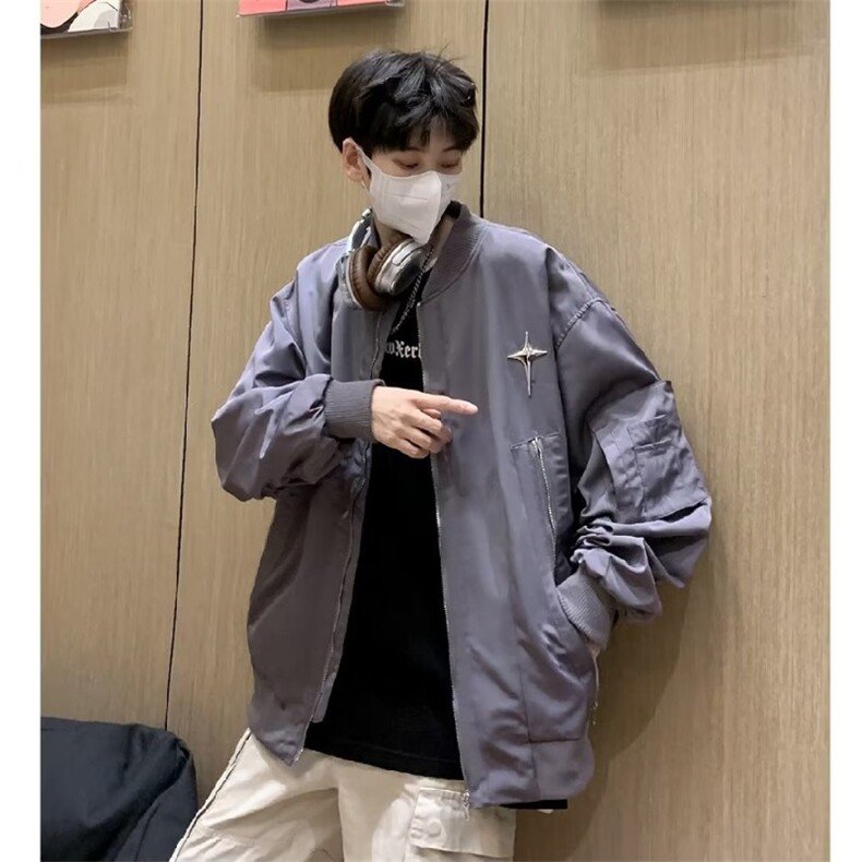 工装棒球服外套男春秋季新款拉链多口袋夹克上衣男生2401P63,男装夹克,星座410-2