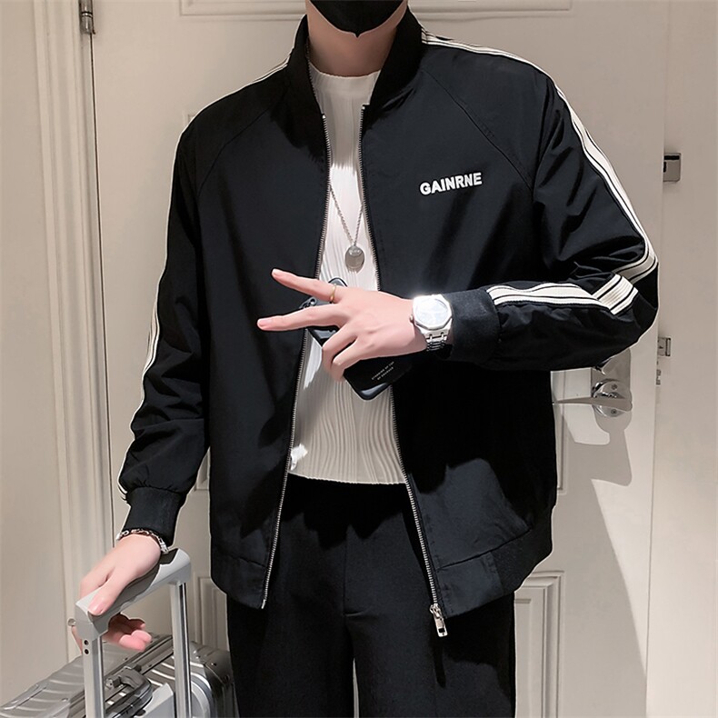 2025新款棒球服外套男春季立领条纹夹克上衣A313-1-901-P105,男装夹克,电商A313-1