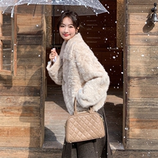 有货皮扣环保毛皮毛一体外套2C090-9018-P195-K298，女装短外套，2C090