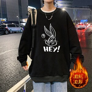 S6179-P28 加绒款-P33 秋季圆领卫衣男大码韩版宽松长袖外套图片