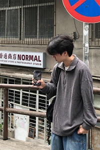 特P55 无差价新款时尚潮流拉链领口长袖卫衣-HW3581 港风街头图片