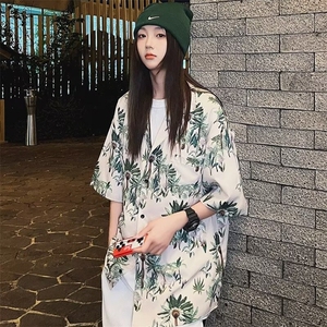 夏季衬衫男女短袖韩版潮流印花百搭2024新款ins宽松外套CY857-P29图片