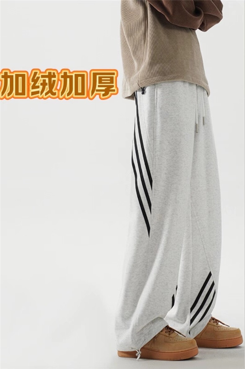 秋冬条纹织带卫裤长裤无影墙加绒加厚XZ604-K106JR-特P50控88,男装休闲裤,星座604