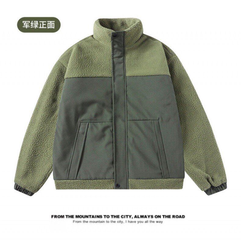 XZ-221/MF1705/P80潮牌立领拼接羊羔绒棒球服摇粒绒保暖棉衣外套,男装棉衣,星座221
