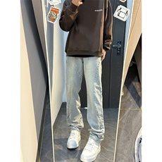 B221美式ins高街暗黑小众个性铆钉小脚牛仔裤LK23142-P65控88，男装牛仔裤，电商B221