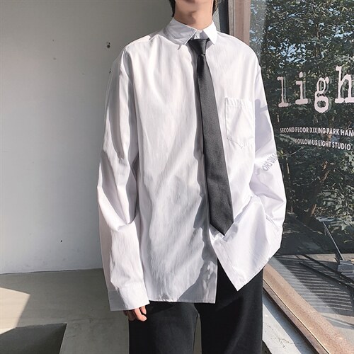送领带长袖衬衫男潮流帅气衬衣学院风DK制服港风日系cs11-p30，男装衬衫，星座1008-1