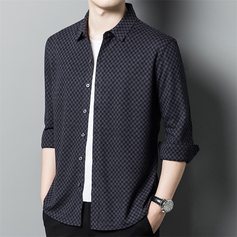 AFG15055钱塘2020-3春秋季新款时尚休闲简约中年男士衬衫P140图片