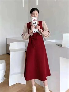 袖口蝴蝶结连衣裙，两色、四个尺码图片