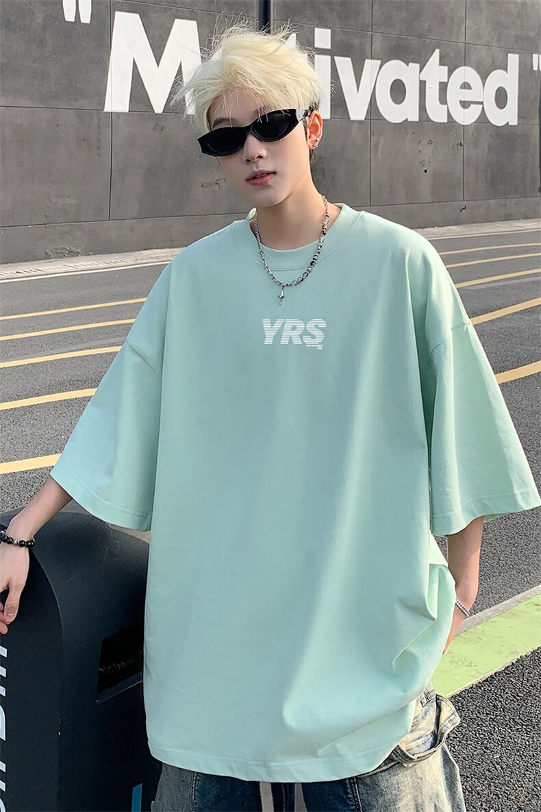 新款抖音直播得物男女短袖T恤220克纯棉T5112P23,男装T恤,电商C408-1(原B339-1)