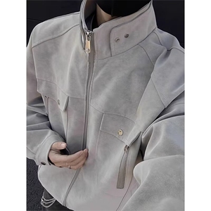 棒球领夹克男士皮衣韩版潮流休闲工装外套青年茄克衫上衣网图,男装皮衣,星座302B-2