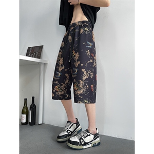 2025新款沙滩七分裤蝶恋花数码印花八分裤男女休闲花裤衩2579-P30图片