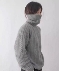 2025年秋季新款百搭女士高翻领麻花针织衫，女装针织衫/毛衣，硕彦羊绒