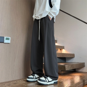 新款卫裤宽松休闲裤男韩版潮流百搭坠感阔腿拖地长裤K2561p45图片