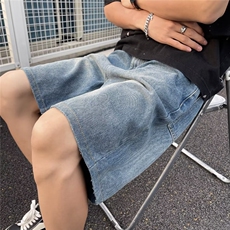 2026夏季新款美式高街潮牌牛仔短裤男水洗做旧宽松休闲五分裤男，男装牛仔裤，星座601-2